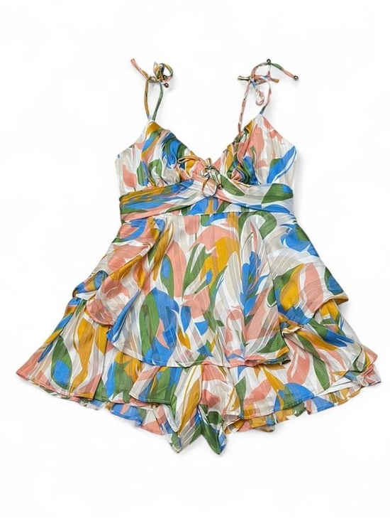 Luxxel Dresses & Skirts - Luxxel Multicolor Striped Floral Tie-Shoulder Romper